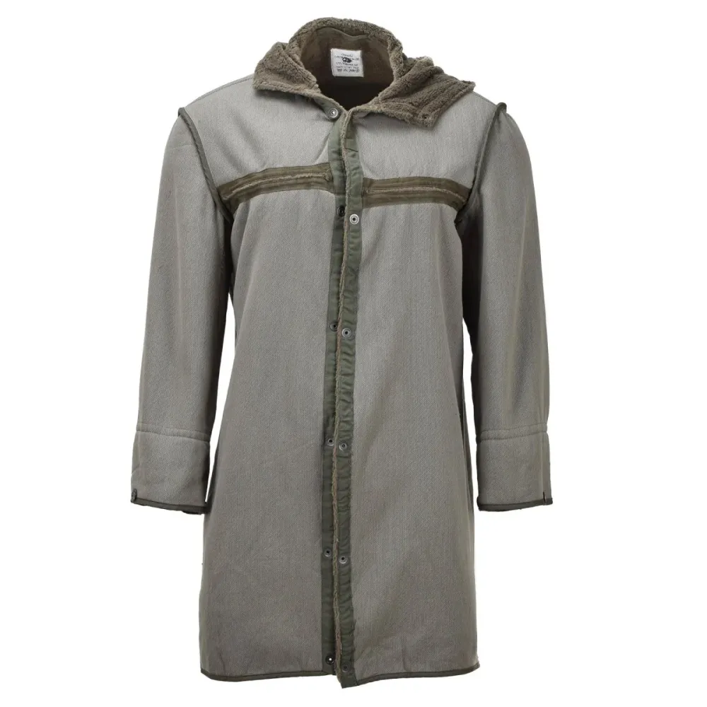 Parka longue militaire allemande originale avec doublure en fausse fourrure et capuche thermique olive