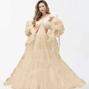 Robe de maternité en tulle à manches longues pour la photographie RB2