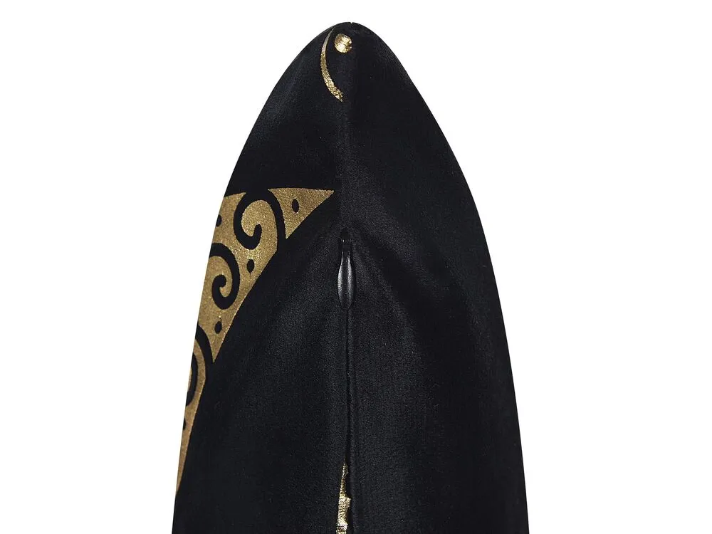 Set 2 Panne Cushions Paisley Pattern 45 x 45 cm Gold and Black URSINIA