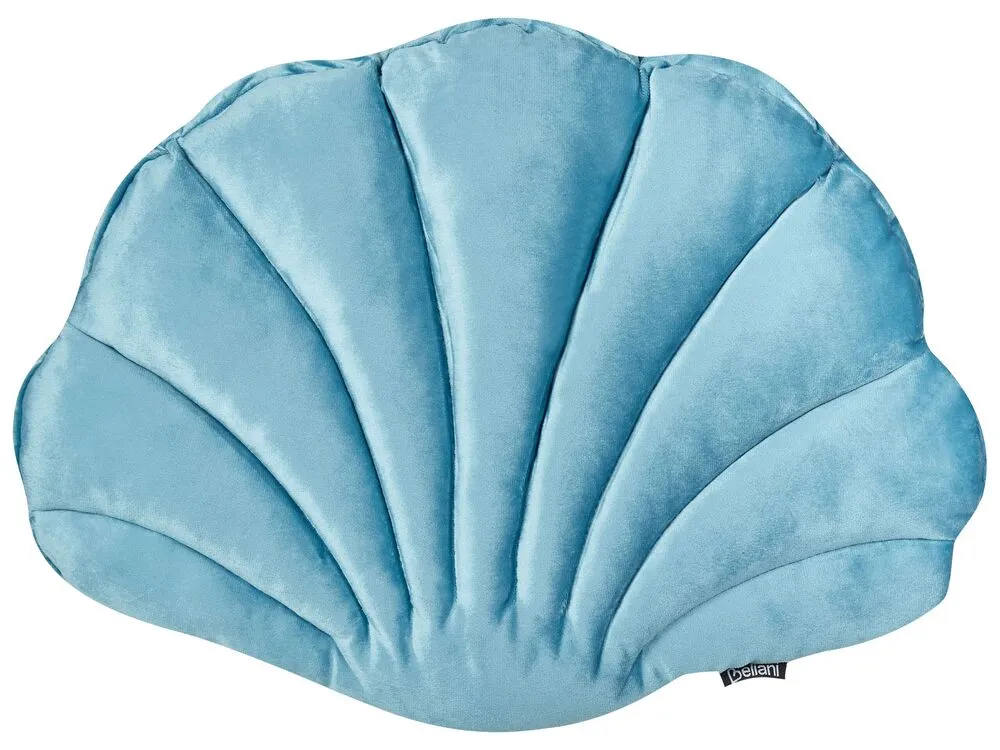 Set 2 En velours Seashell Cushions 47 x 35 cm Blue CONSOLIDA