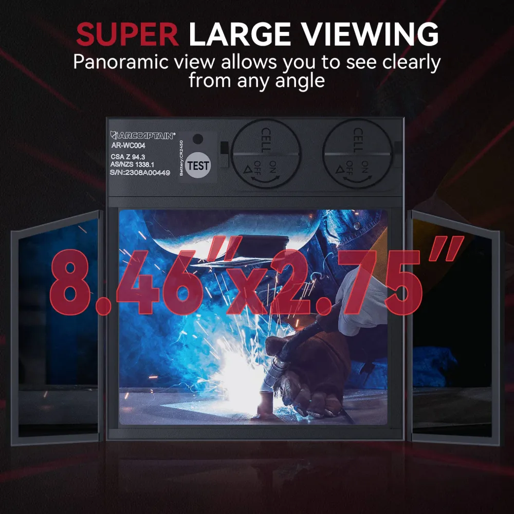 Super Large Viewing Welding Helmet 8.46"X2.75" Venom True Color Welding Helmet Side View HSH-C90