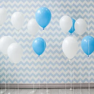 Toile de fond de photographie de fête de naissance Ballons rayés DBD-19342