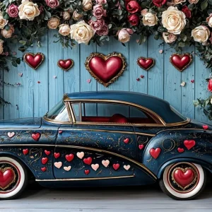 Toile de fond Photographie Saint-Valentin Voiture Cœur de Roses Affichage BRP12-260
