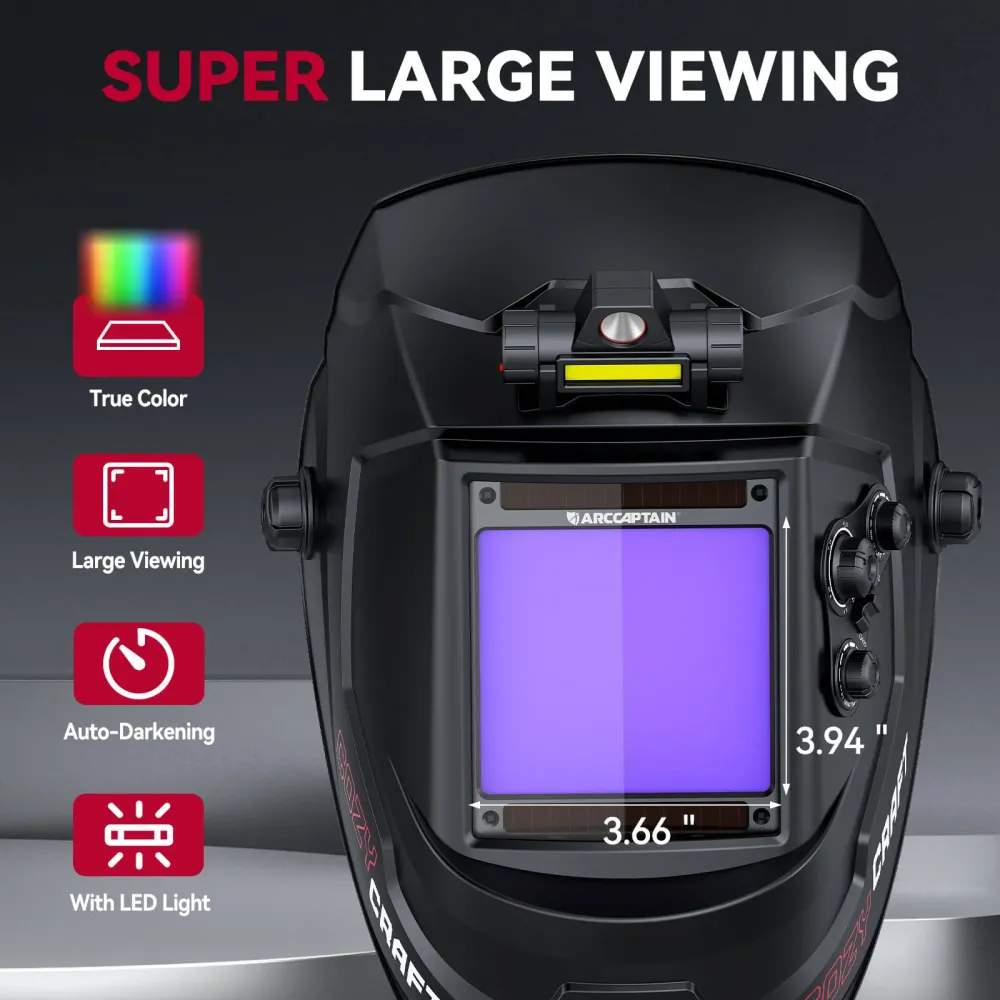 True Color Large Viewing Welding Helmet Noir jais CozyCraft X200
