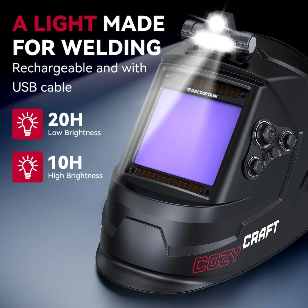 True Color Large Viewing Welding Helmet Noir jais CozyCraft X200