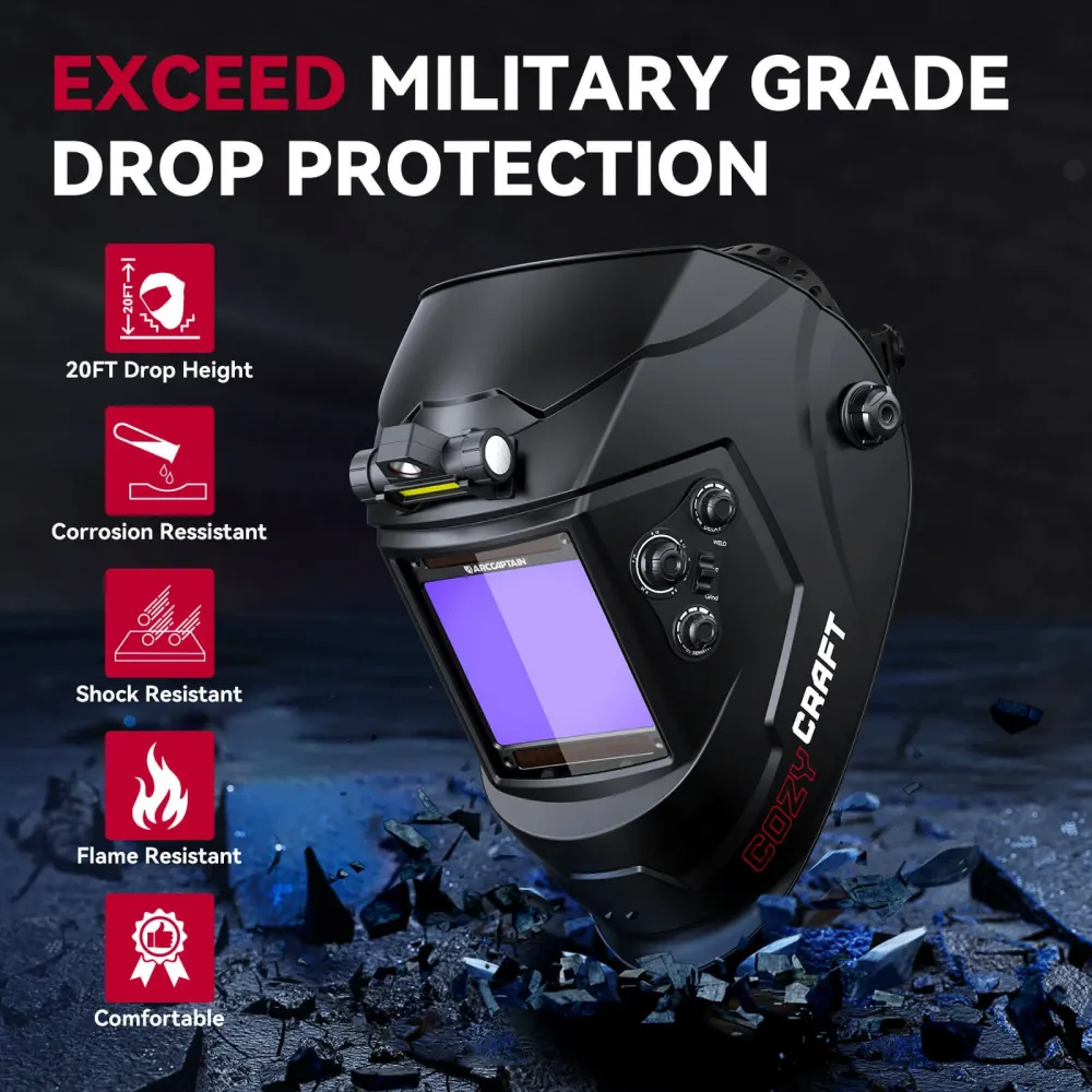 True Color Large Viewing Welding Helmet Noir jais CozyCraft X200