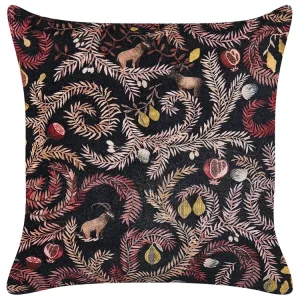 En velours Cushion Botanical Pattern 45 x 45 cm Black and Pink RICINUS