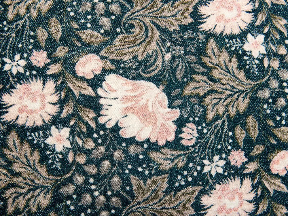 Velvet Cushion Flower Pattern Tassels 45 x 45 cm Blue and Rose vif PARROTIA