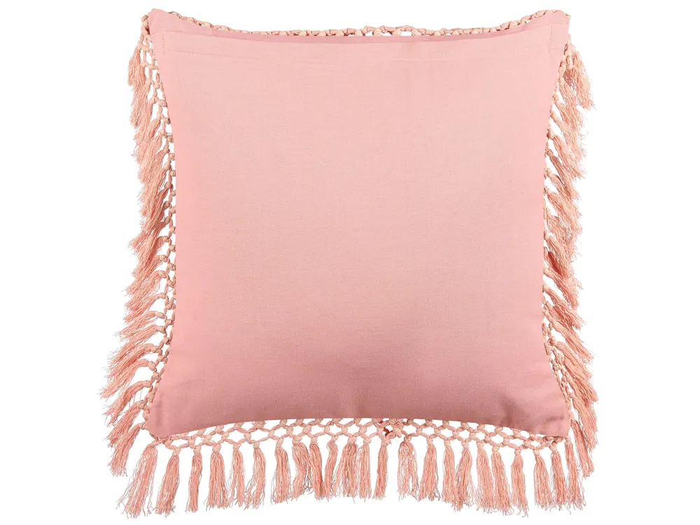 Velvet Cushion Flower Pattern Tassels 45 x 45 cm Blue and Rose vif PARROTIA