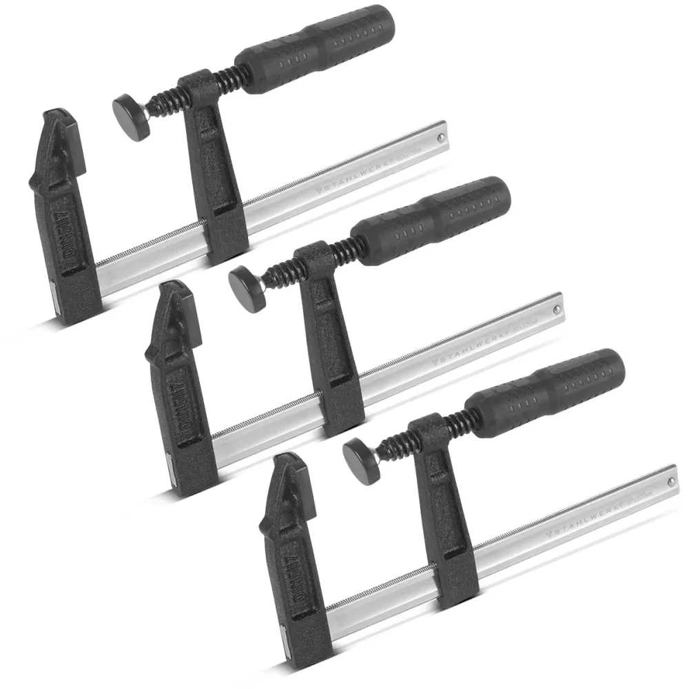 STEALWROWN 3 PRINDE DE VIS X 80X200 MM | Pince de serrage puissant en acier et plastique | F-Zwinge pour réparer les pièce...