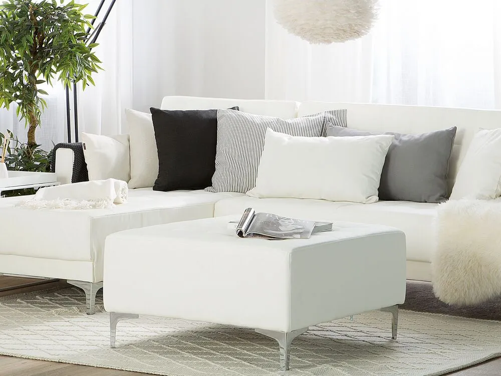 Faux Leather Ottoman Blanc pur ABERDEEN