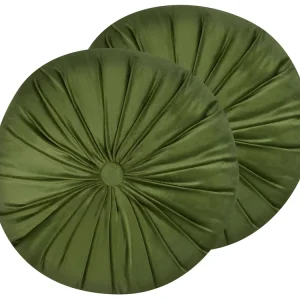 Set 2 Panne Cushion Pleats ⌀ 38 cm Green BODAI