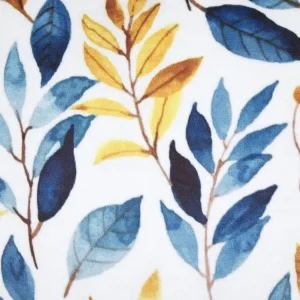 Set 2 Tissu doux Cushions Leaf Pattern 45 x 45 cm Yellow and Blue CATTLEYA