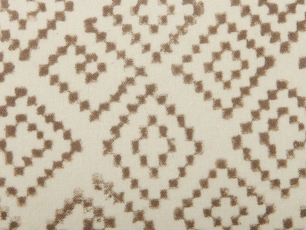 En velours Cushion Geometric Pattern Tassels 45 x 45 cm Beige SANTOLINA