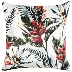 Velours Cushion Leaf Pattern 45 x 45 cm Green and Red EDELWEISS