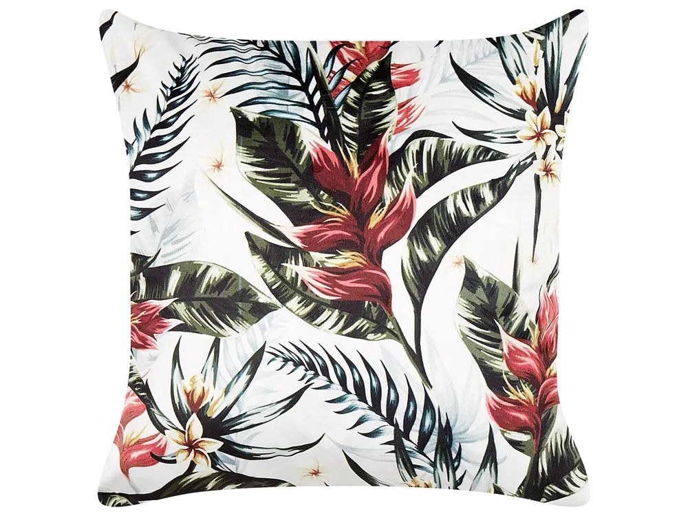Velours Cushion Leaf Pattern 45 x 45 cm Green and Red EDELWEISS