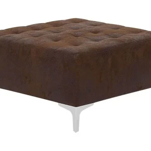Faux Leather Ottoman Caramel ABERDEEN