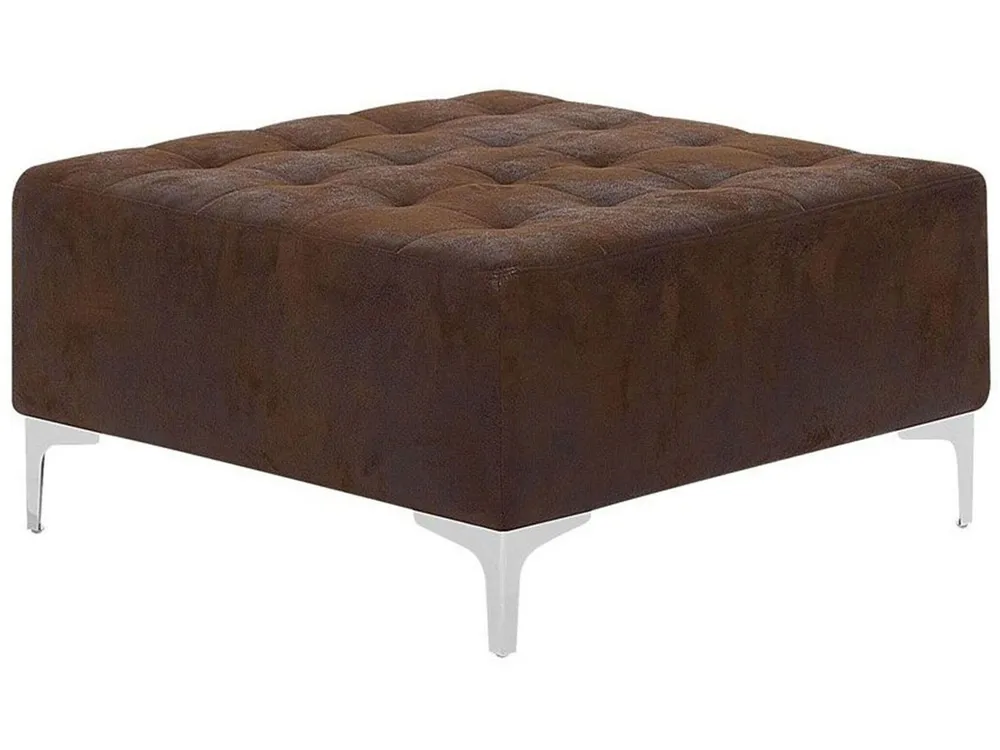 Faux Leather Ottoman Caramel ABERDEEN
