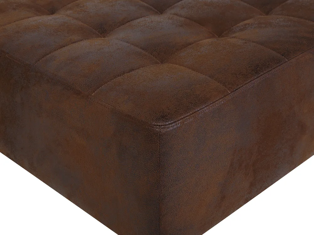Faux Leather Ottoman Caramel ABERDEEN