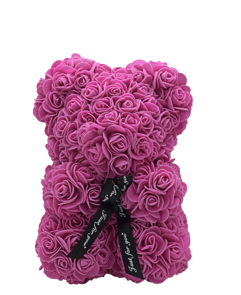 Lovers Design Floral Teddy Bear - Violet