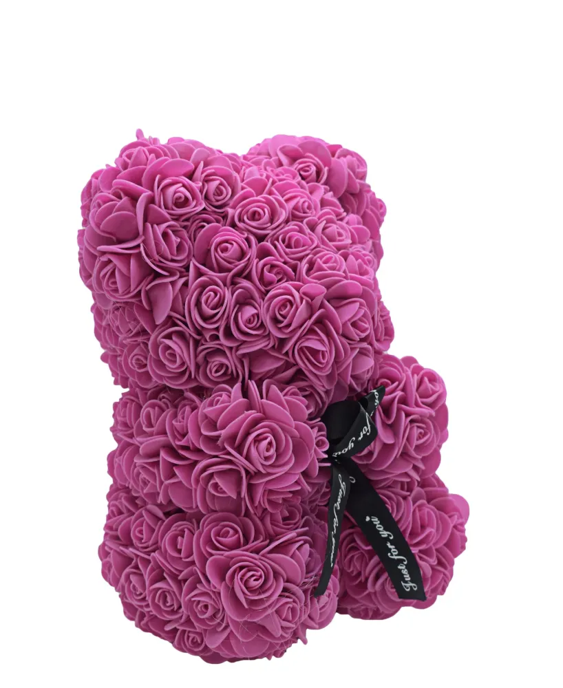 Lovers Design Floral Teddy Bear - Violet