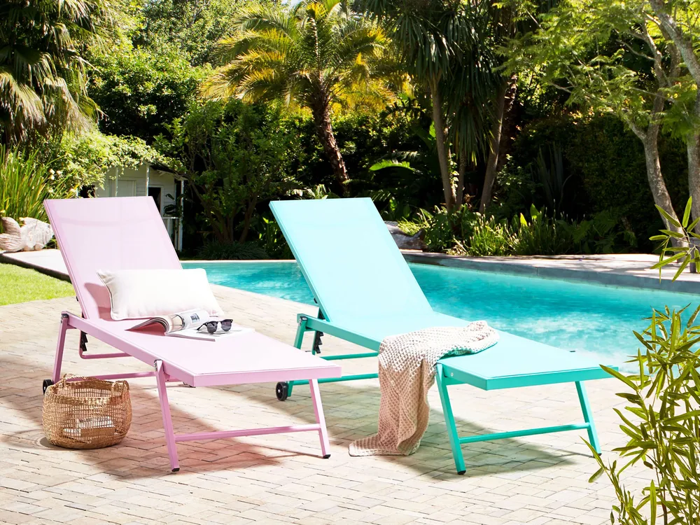 Aluminium Reclining Sun Lounger Turquois PORTOFINO pour stockage extérieur