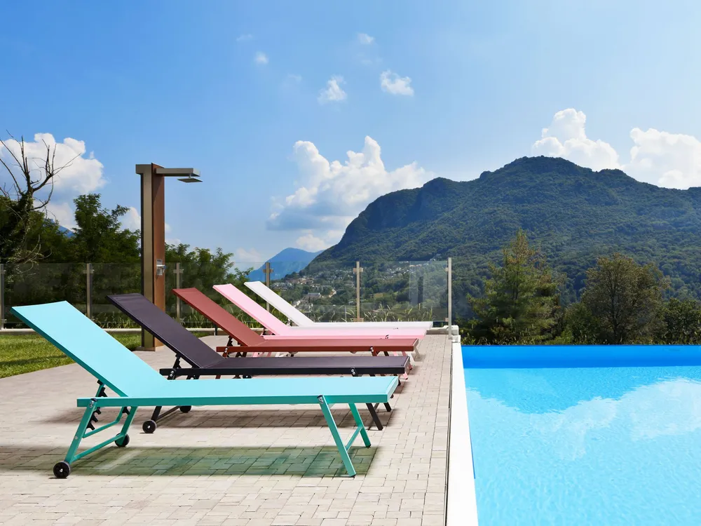 Aluminium Reclining Sun Lounger Turquois PORTOFINO pour stockage extérieur