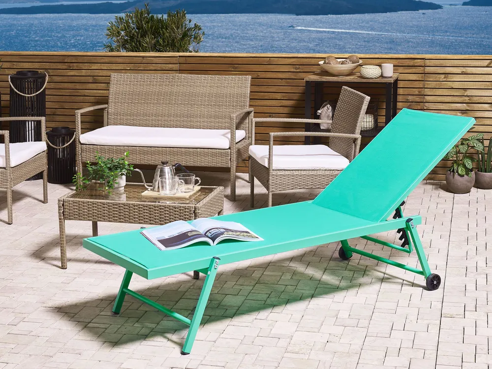 Aluminium Reclining Sun Lounger Turquois PORTOFINO pour stockage extérieur