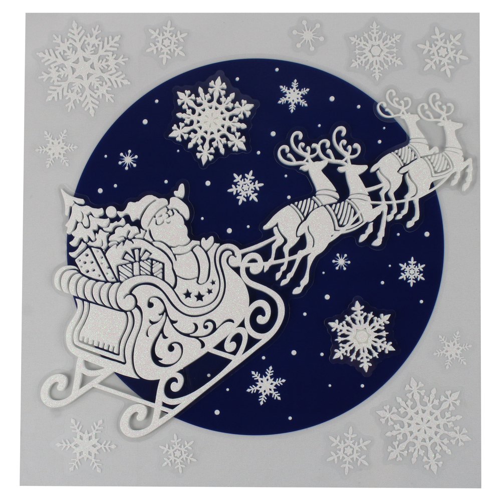 Autocollant effet 3D doublement couche Père noël blanc - Compatible Universelle