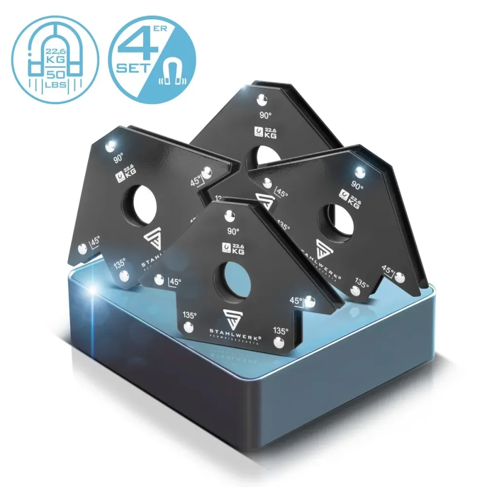 Certifié CE Acombres de soudage à aimant en acier 4 22,6 kg | Aimant de soudage pratique de 50 lb | Angle magnétique | Pos...