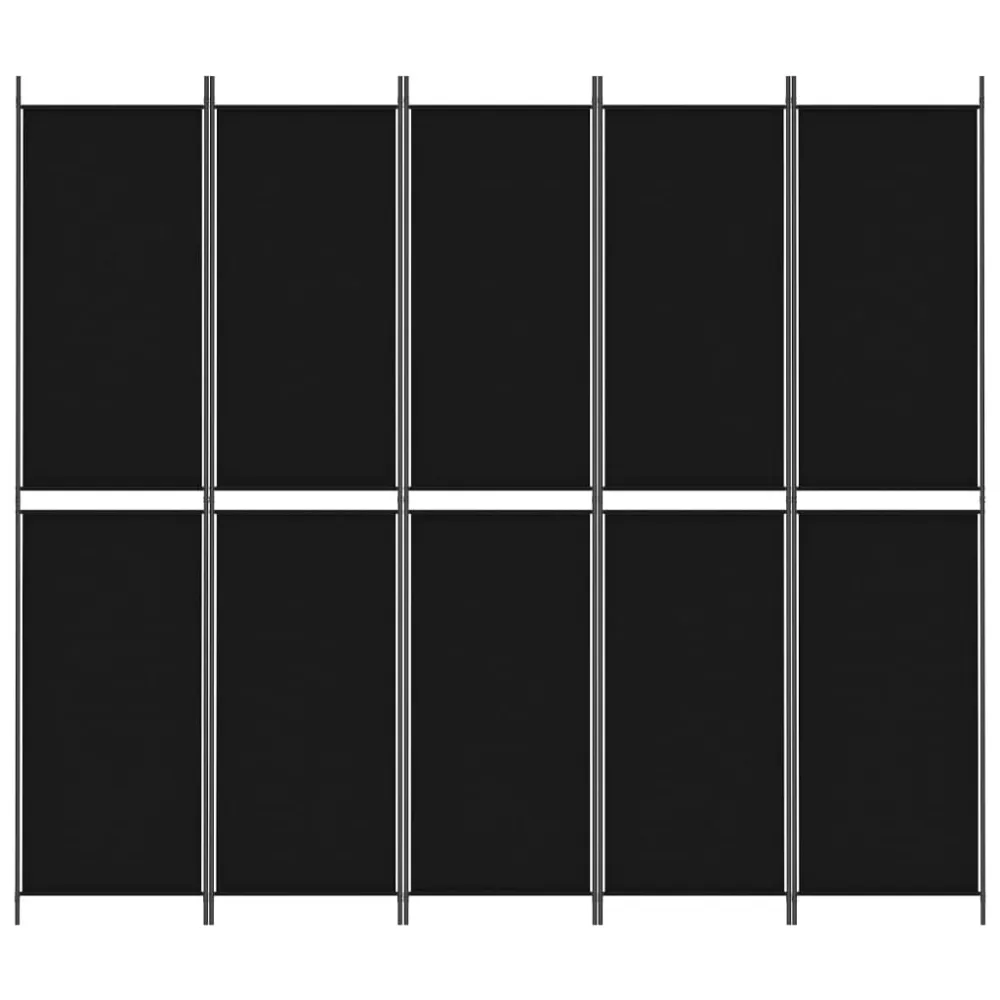 Cloison de séparation pliable noire design contemporain – tissu et métal – 250 × 220 cm DEC031016