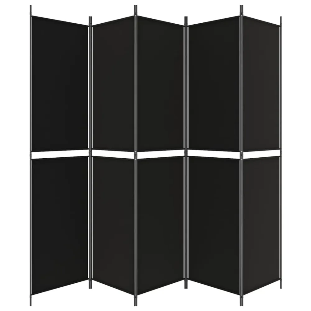 Cloison de séparation pliable noire design contemporain – tissu et métal – 250 × 220 cm DEC031016