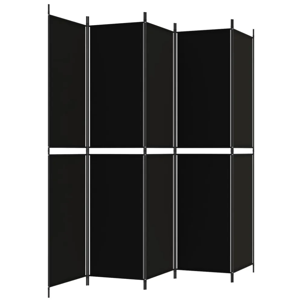 Cloison de séparation pliable noire design contemporain – tissu et métal – 250 × 220 cm DEC031016
