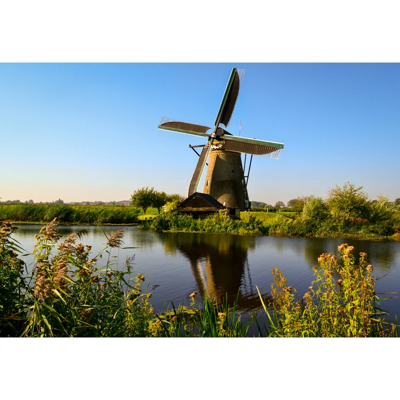 Décalcomanie murale romantique avec vue sur le moulin à vent pour le salon, couleur douce, taille personnalisée disponible...