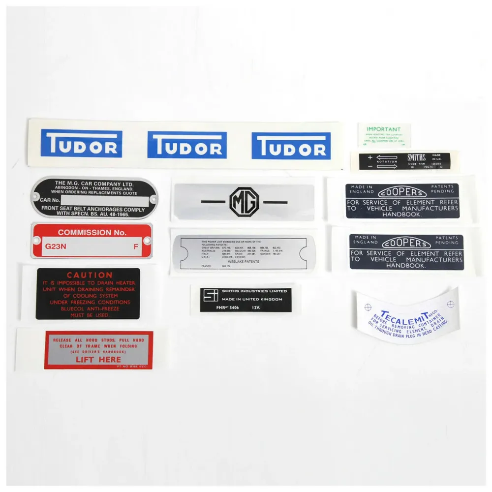 DECAL KIT MGB ROADSTER 1965-1967