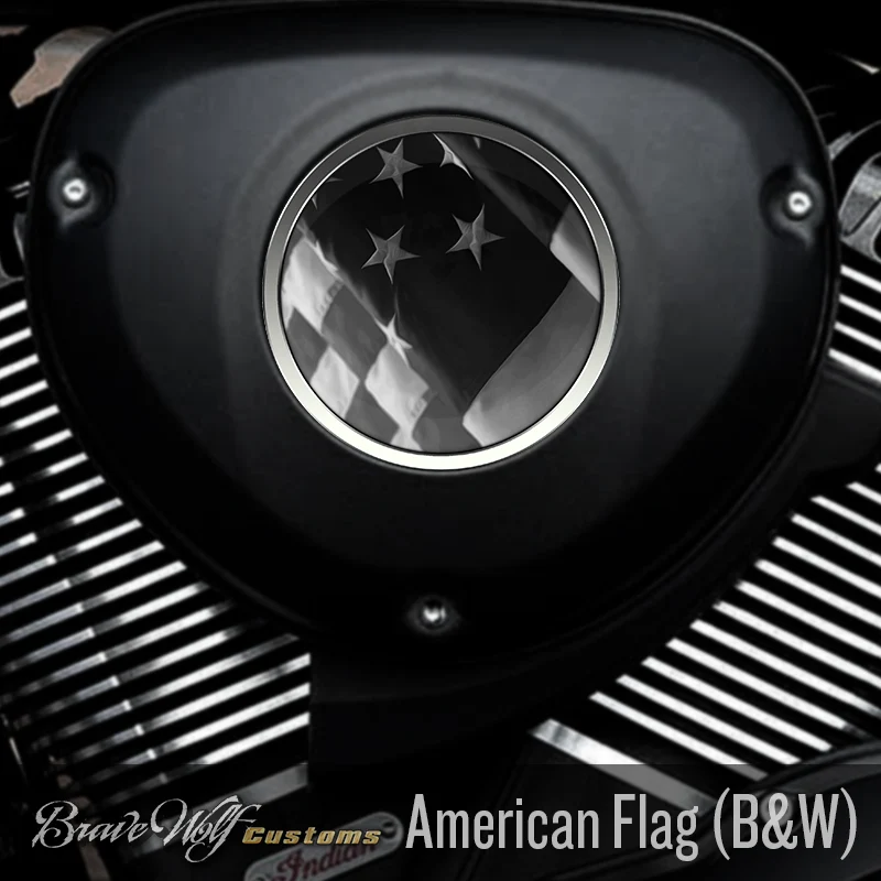 Drapeau américain (B&W) - Autocollant de 5 pouces en noir mat