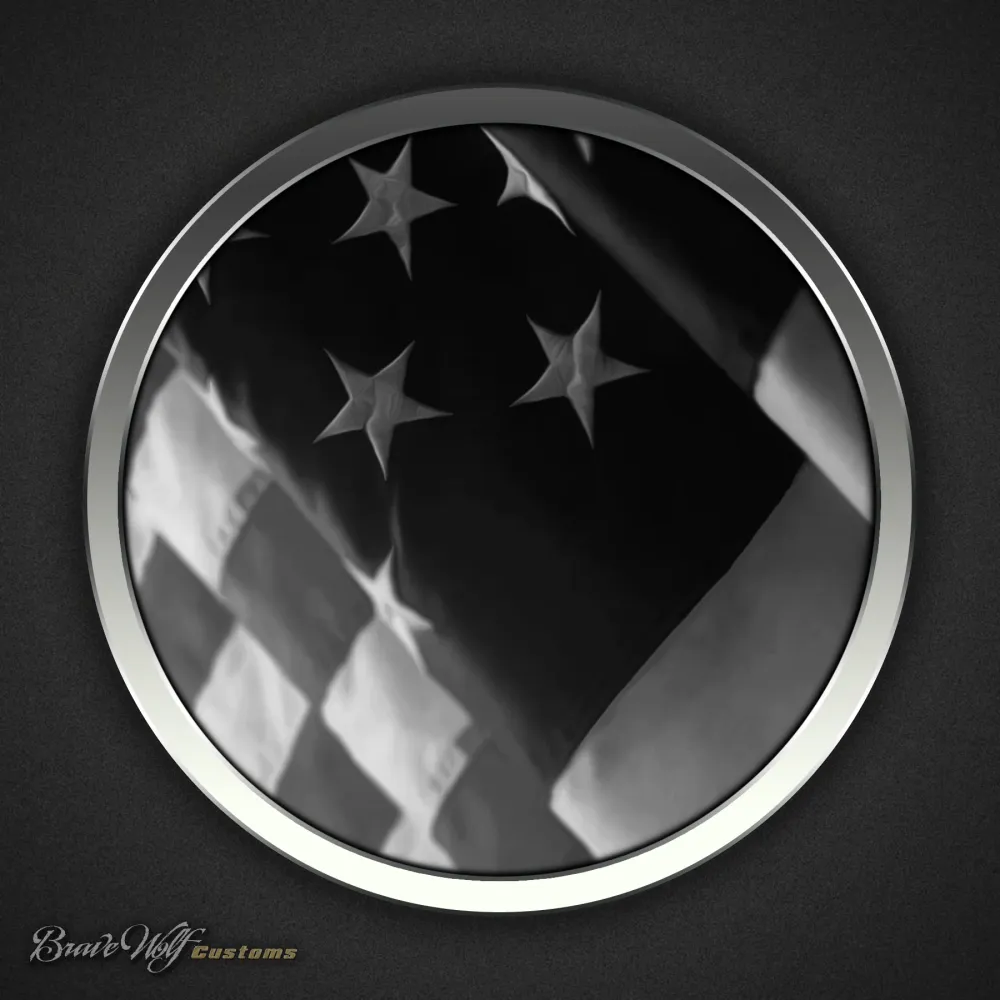Drapeau américain (B&W) - Autocollant de 5 pouces en noir mat