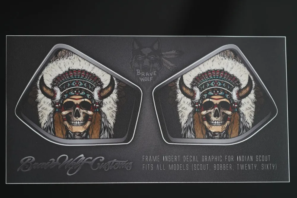 Insert de cadre central Indian Scout - Skull Warbonnet 108 couleur avec système antivol