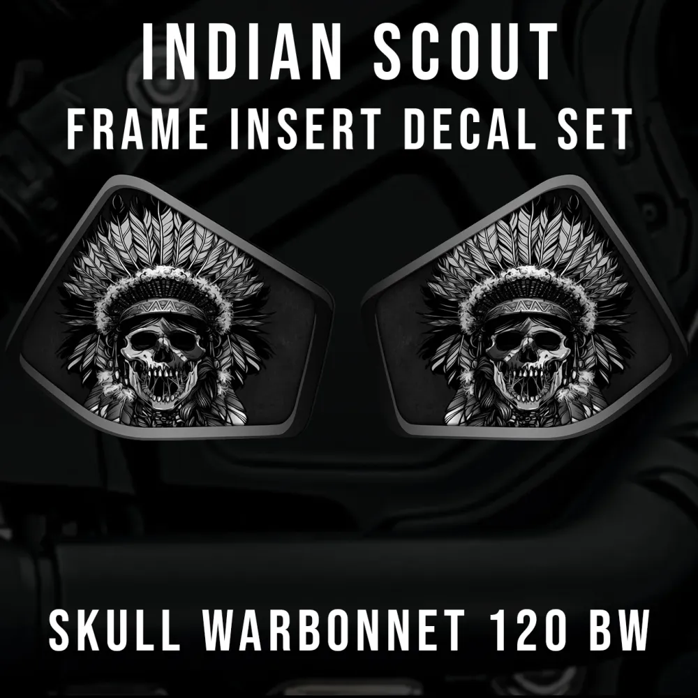 Insert de cadre central Indian Scout - Skull Warbonnet 120 B&W - 22mm/25mm/28mm