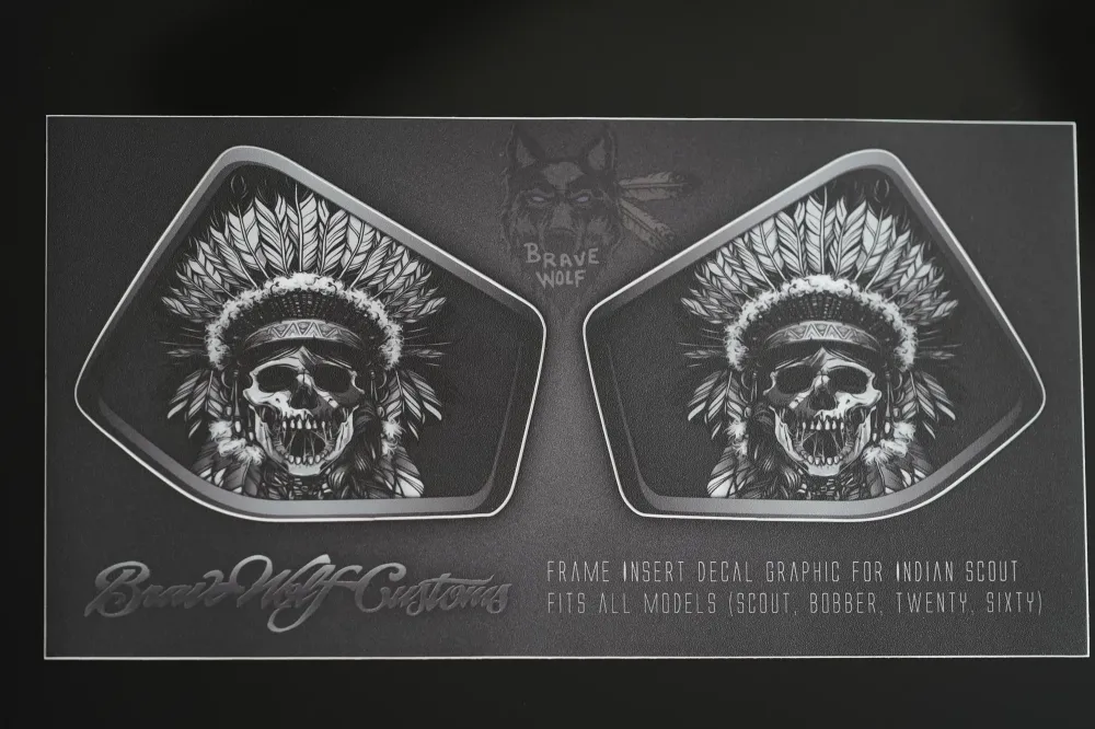 Insert de cadre central Indian Scout - Skull Warbonnet 120 B&W - 22mm/25mm/28mm