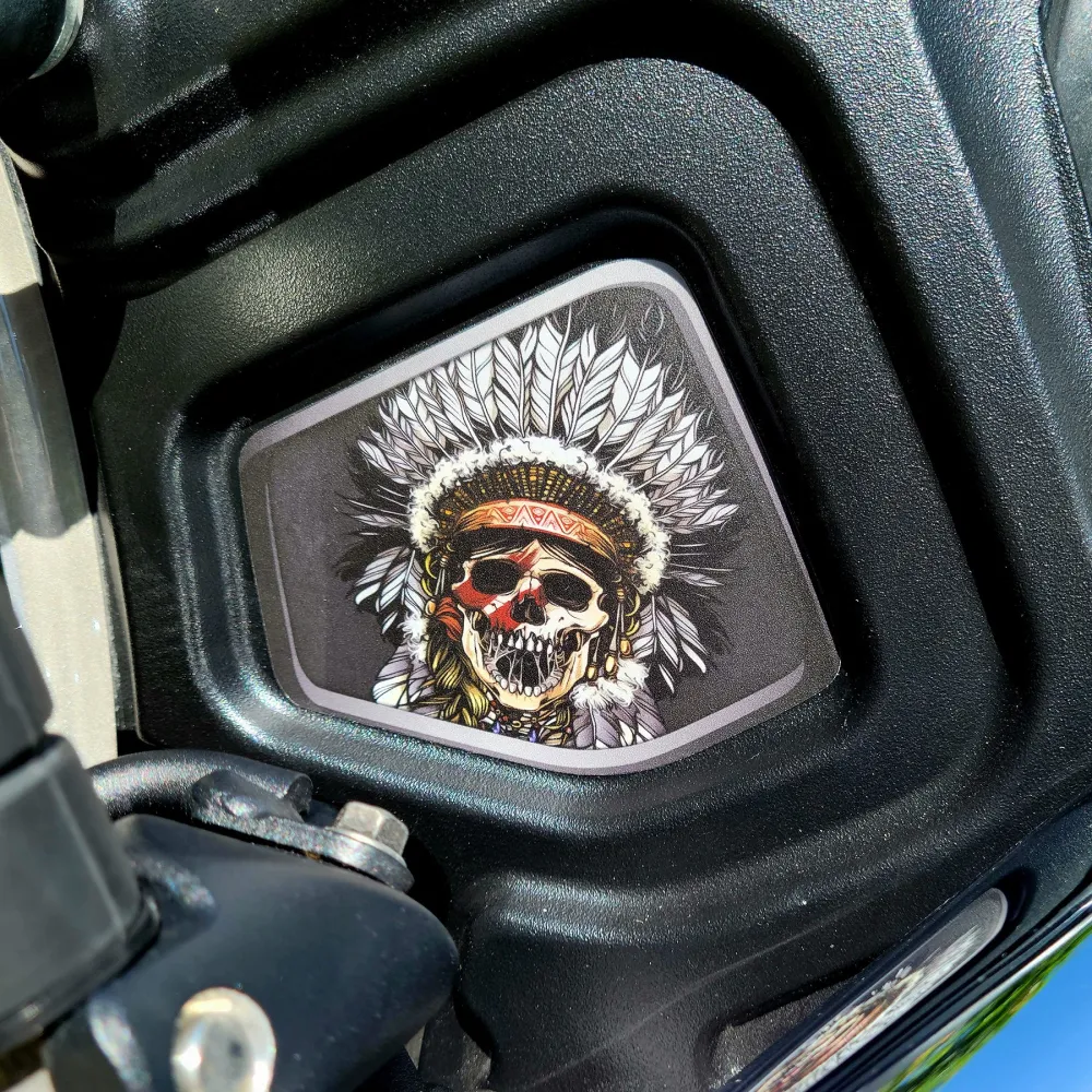 Insert de cadre central Indian Scout - Skull Warbonnet 120 couleur pour motards voyageurs