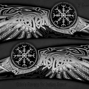 Porte-bagages scooter Autocollants de réservoir Odin's Ravens pour Indian Scout - Blanc