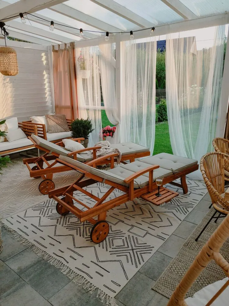 Protège-mains Acacia Wood Reclining Sun Lounger JAVA