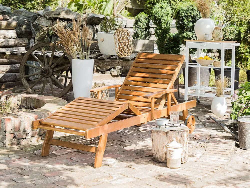 Protège-mains Acacia Wood Reclining Sun Lounger JAVA