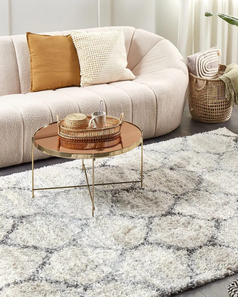 Shaggy Area Rug 160 x 230 cm Light Chamois and Grey YEREVAN