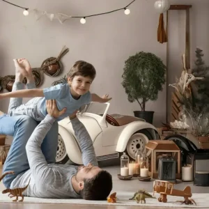 Toile de Fond Style Enfantin avec Voiture Décapotable Crème D'époque RR5-6