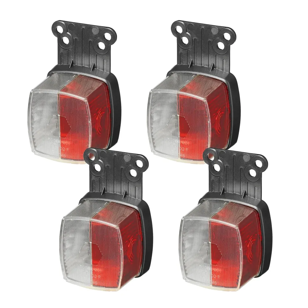 4x Positionsleuchte rot weiß Rückstrahler mit Halter Anhänger Begrenzungsleuchte