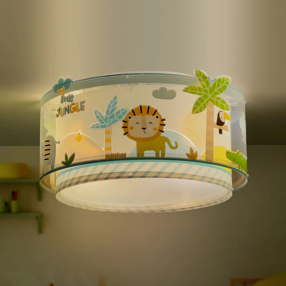 Dalber Little Jungle plafonnier, motif jungle Blanc 6000K