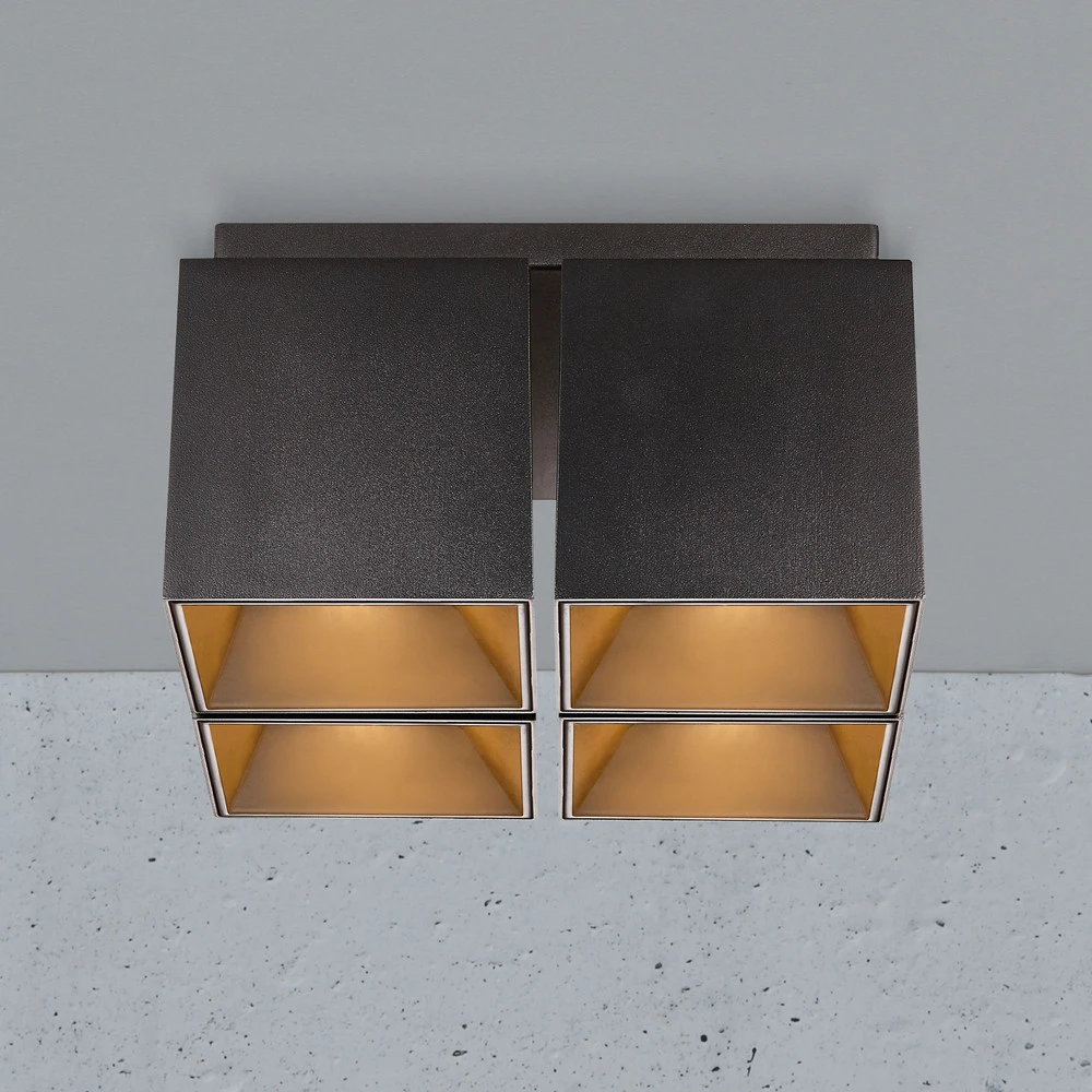 Ethan plafonnier à quatre lampes, noir en pack de 2