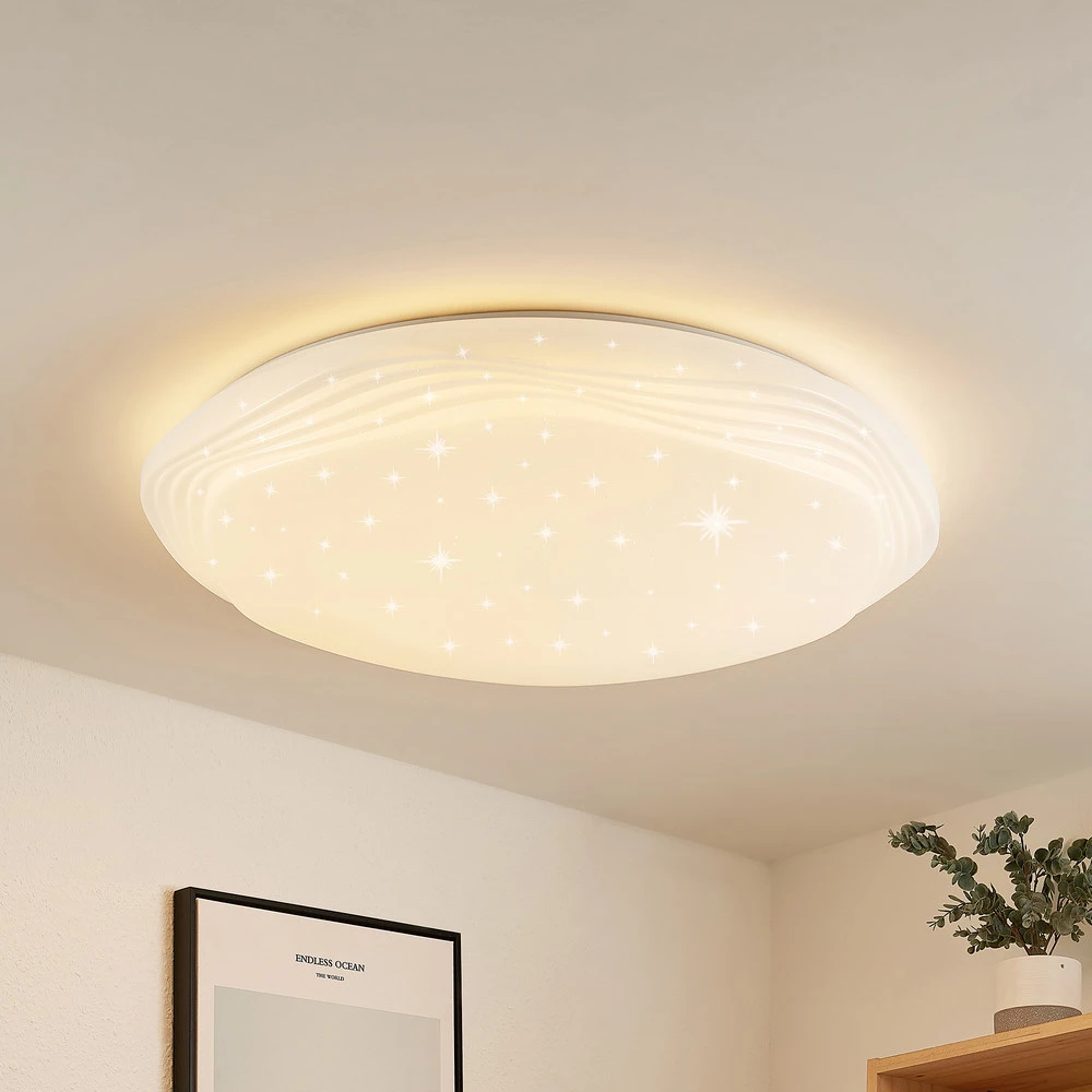 Lindby Cilara plafonnier LED, CCT, dimmable Blanc 6000K